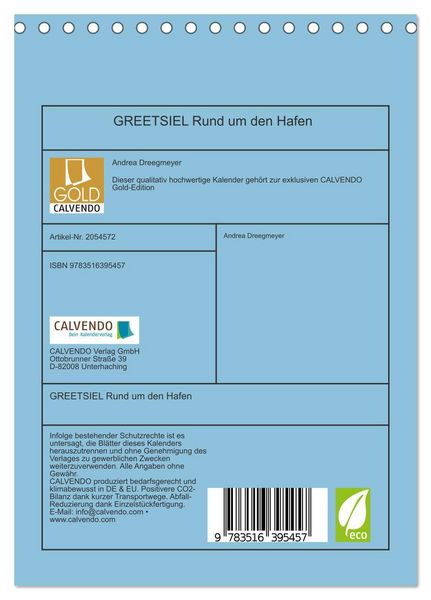Produktbild: GREETSIEL Rund um den Hafen (Tischkalender 2026 DIN A5 hoch), CALVENDO Monatskalender