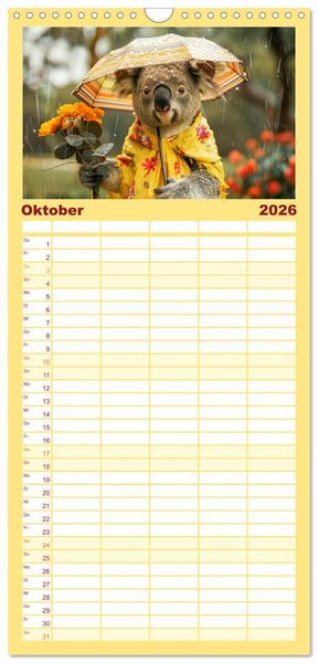 Produktbild: Familienplaner 2026 - Koalas im Modefieber. Flauschig und Chic beim Fotoshooting mit 5 Spalten (Wandkalender, 21 x 45 cm) CALVENDO