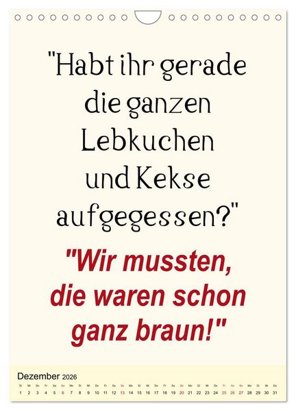 Produktbild: Spr&uuml;che-Kalender. Lustiges f&uuml;r die Familie! (Wandkalender 2026 DIN A4 hoch), CALVENDO Monatskalender