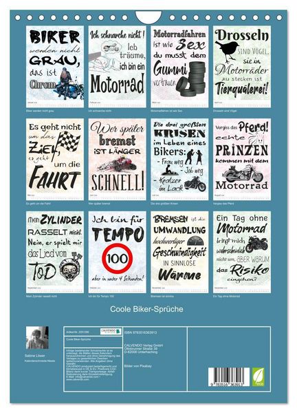 Produktbild: Coole Biker-Spr&uuml;che (Wandkalender 2026 DIN A4 hoch), CALVENDO Monatskalender