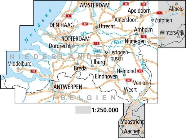Produktbild: BVA ADFC Radtourenkarte Niederlande S&uuml;d, mit Knotenpunkten 1:150.000