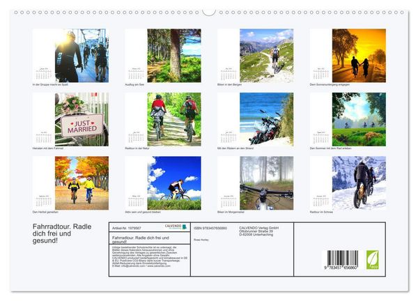 Produktbild: Fahrradtour. Radle dich frei und gesund! (hochwertiger Premium Wandkalender 2026 DIN A2 quer), Kunstdruck in Hochglanz