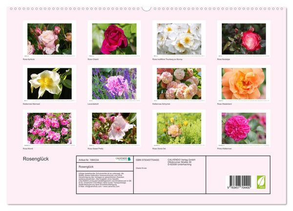 Produktbild: Rosengl&uuml;ck (hochwertiger Premium Wandkalender 2026 DIN A2 quer), Kunstdruck in Hochglanz