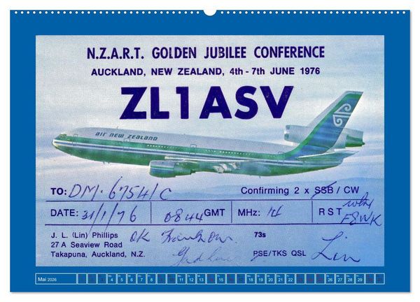 Produktbild: &Uuml;ber den Wolken - Flugzeuge des 20. Jahrhunderts auf Amateurfunkkarten (hochwertiger Premium Wandkalender 2026 DIN A2 quer), Kunstdruck in Hochglanz