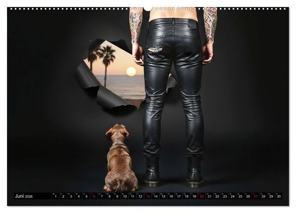 Produktbild: Coole Typen - Rauhaardackel (hochwertiger Premium Wandkalender 2026 DIN A2 quer), Kunstdruck in Hochglanz