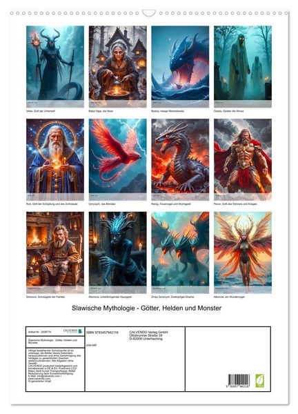 Produktbild: Slawische Mythologie - G&ouml;tter, Helden und Monster (Wandkalender 2026 DIN A2 hoch), CALVENDO Monatskalender