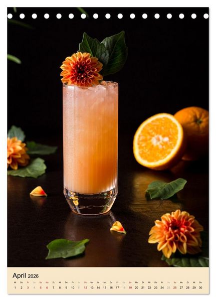 Produktbild: Cocktails mit Blumen und Pflanzen (Tischkalender 2026 DIN A5 hoch), CALVENDO Monatskalender