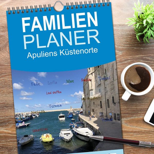 Produktbild: Familienplaner 2026 - Apuliens K&uuml;stenorte mit 5 Spalten (Wandkalender, 21 x 45 cm) CALVENDO