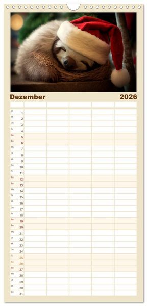 Produktbild: Familienplaner 2026 - Der Kalender f&uuml;r echte Faultiere mit 5 Spalten (Wandkalender, 21 x 45 cm) CALVENDO