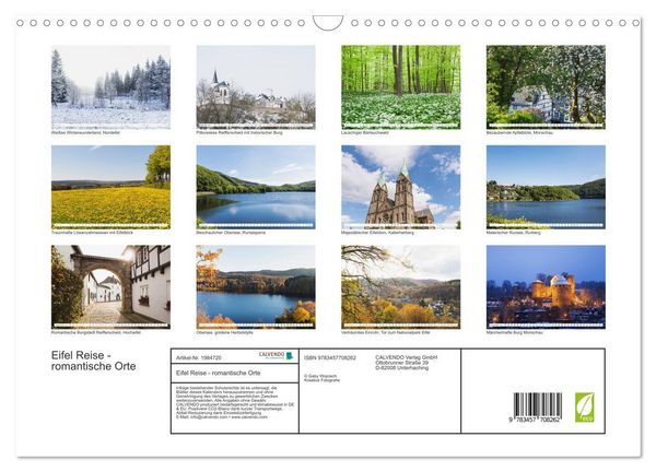 Produktbild: Eifel Reise - romantische Orte (Wandkalender 2026 DIN A3 quer), CALVENDO Monatskalender