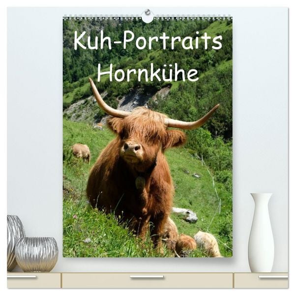Produktbild: Kuhportraits Hornk&uuml;he (hochwertiger Premium Wandkalender 2026 DIN A2 hoch), Kunstdruck in Hochglanz
