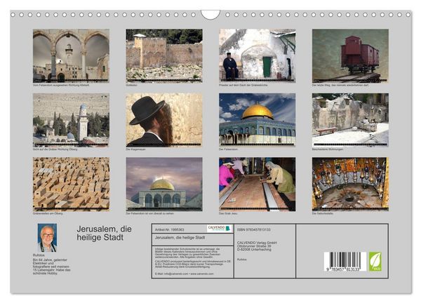 Produktbild: Jerusalem, die heilige Stadt (Wandkalender 2026 DIN A3 quer), CALVENDO Monatskalender