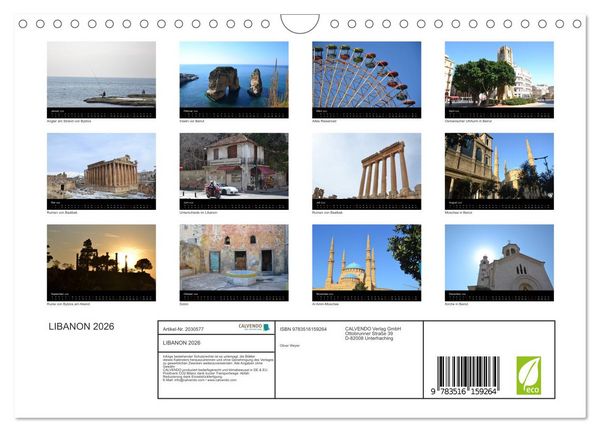 Produktbild: LIBANON 2026 (Wandkalender 2026 DIN A4 quer), CALVENDO Monatskalender