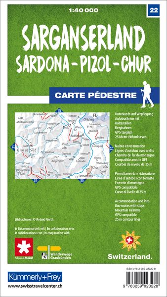 Produktbild: Sarganserland Sardona - Pizol - Chur 22 Wanderkarte