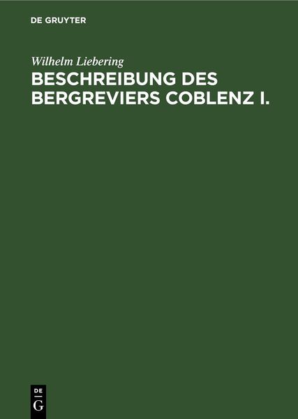 Produktbild: Beschreibung des Bergreviers Coblenz I.