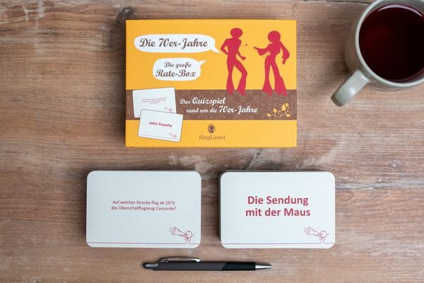 Produktbild: Das gro&szlig;e 70er-Jahre-Quiz. Das Spiel f&uuml;r Senioren rund um die 70er Jahre. Spiele-Box mit 100 Karten