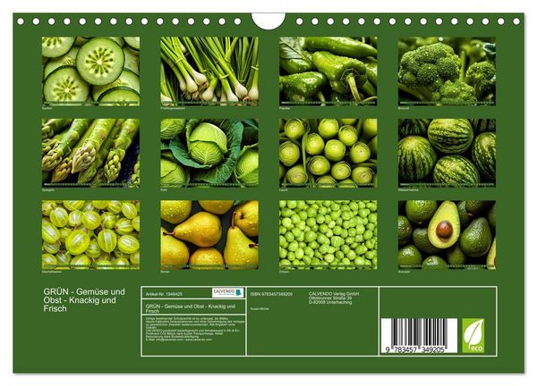 Produktbild: GR&Uuml;N - Gem&uuml;se und Obst - Knackig und Frisch (Wandkalender 2026 DIN A4 quer), CALVENDO Monatskalender
