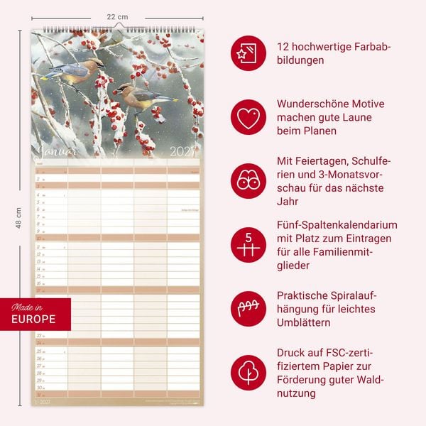 Produktbild: Bunte Vogelwelt Familienplaner 2027
