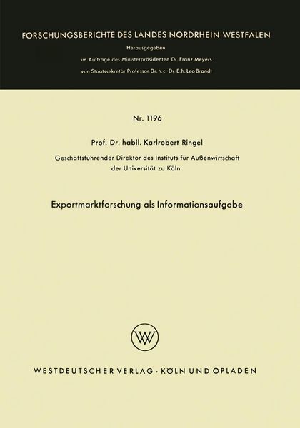 Produktbild: Exportmarktforschung als Informationsaufgabe