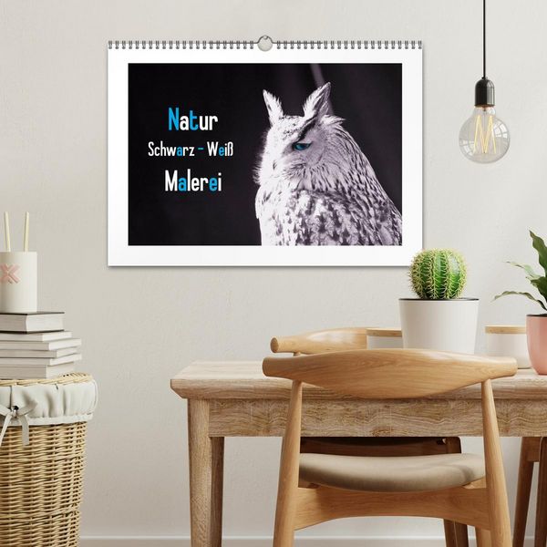 Produktbild: Natur schwarz - wei&szlig; Malerei (Wandkalender 2026 DIN A3 quer), CALVENDO Monatskalender