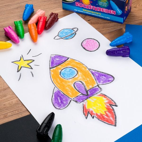 Produktbild: JOLLY Rocketkreiden, Raketen Wachsmalstifte, 12er Set