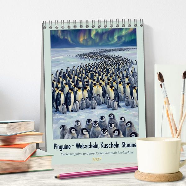 Produktbild: Pinguine - Watscheln, Kuscheln, Staunen (Tischkalender 2027 DIN A5 hoch), CALVENDO Monatskalender