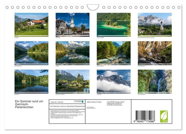 Produktbild: Ein Sommer rund um Garmisch-Partenkirchen (Wandkalender 2026 DIN A4 quer), CALVENDO Monatskalender
