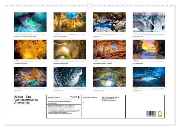 Produktbild: H&ouml;hlen - Eine Abenteuerreise ins Unbekannte. (Wandkalender 2026 DIN A2 quer), CALVENDO Monatskalender