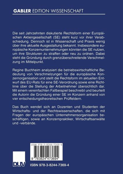 Produktbild: Europ&auml;ische Aktiengesellschaft und grenz&uuml;berschreitende Konzernverschmelzung