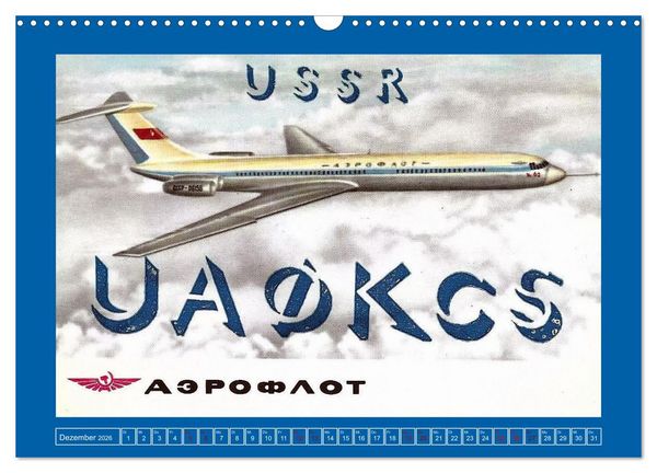 Produktbild: &Uuml;ber den Wolken - Flugzeuge des 20. Jahrhunderts auf Amateurfunkkarten (Wandkalender 2026 DIN A3 quer), CALVENDO Monatskalender