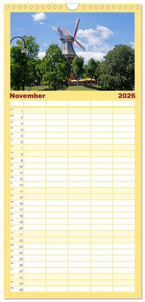 Produktbild: Familienplaner 2026 - Ansichten von Bremen und Bremerhaven mit 5 Spalten (Wandkalender, 21 x 45 cm) CALVENDO