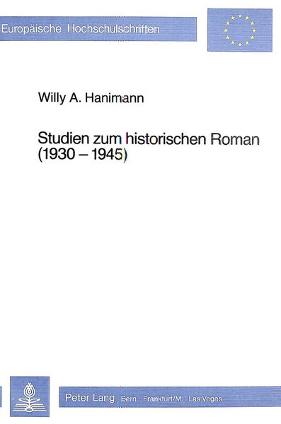 Produktbild: Studien zum historischen Roman (1930-1945)