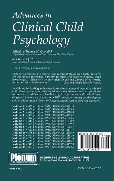 Produktbild: Advances in Clinical Child Psychology