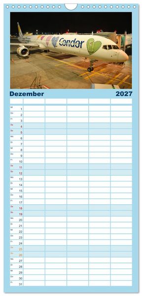 Produktbild: Familienplaner 2027 - Ein Jahr in der Welt der Luftfahrt mit 5 Spalten (Wandkalender, 21 x 45 cm) CALVENDO