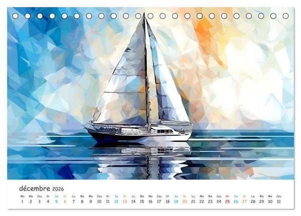 Produktbild: Voiles au gr&eacute; du temps (Calendrier de bureau 2026 DIN A5 vertical), CALVENDO calendrier mensuel