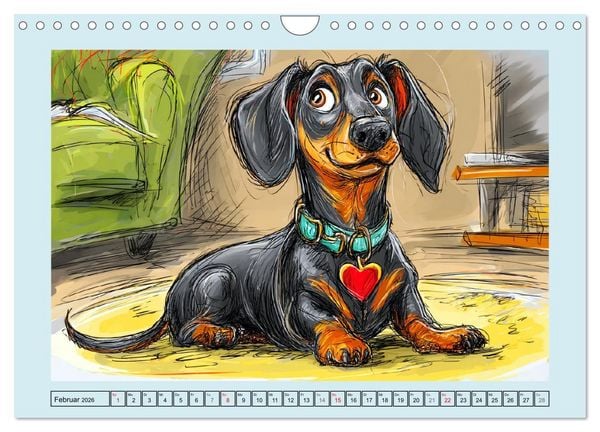 Produktbild: Dackel Fun. Zauberhafte Hunde Cartoons f&uuml;rs Herz (Wandkalender 2026 DIN A4 quer), CALVENDO Monatskalender