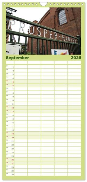 Produktbild: Familienplaner 2026 - Zeche Prosper-Haniel Bottrop mit 5 Spalten (Wandkalender, 21 x 45 cm) CALVENDO