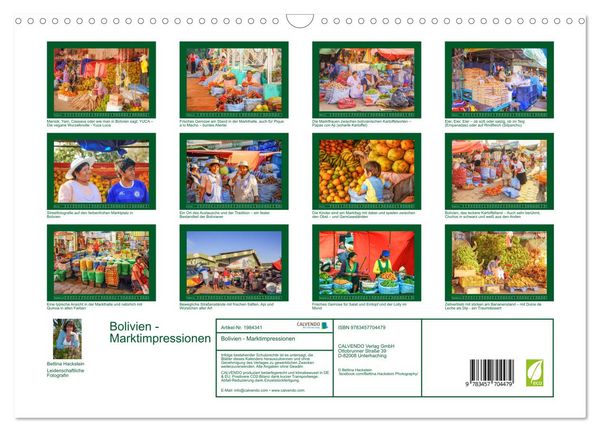 Produktbild: Bolivien - Marktimpressionen (Wandkalender 2026 DIN A3 quer), CALVENDO Monatskalender