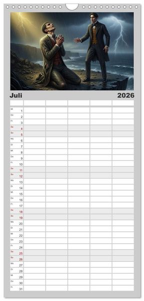 Produktbild: Familienplaner 2026 - Victor Frankenstein und seine Sch&ouml;pfung mit 5 Spalten (Wandkalender, 21 x 45 cm) CALVENDO