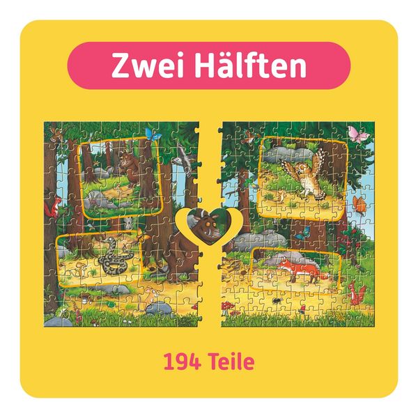 Produktbild: TEAMPUZZLE &ndash; Der Gr&uuml;ffelo &ndash; 194 Teile &ndash; Kinderpuzzle mit gro&szlig;en & kleinen Teilen