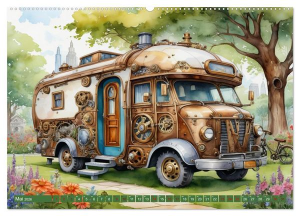 Produktbild: Steampunk Wohnmobile (Wandkalender 2026 DIN A2 quer), CALVENDO Monatskalender