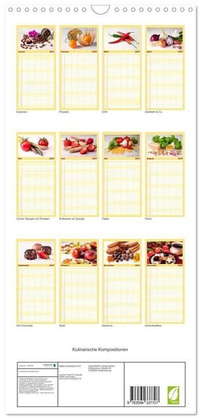 Produktbild: Familienplaner 2027 - Kulinarische Kompositionen mit 5 Spalten (Wandkalender, 21 x 45 cm) CALVENDO