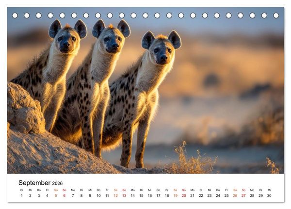 Produktbild: Hy&auml;nen - Afrikas geheimnisvolle J&auml;ger (Tischkalender 2026 DIN A5 quer), CALVENDO Monatskalender