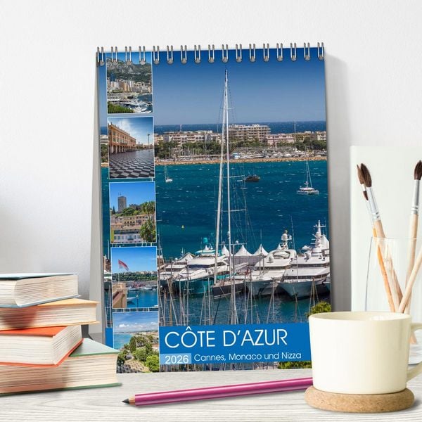 Produktbild: C&Ocirc;TE D&rsquo;AZUR Cannes, Monaco und Nizza (Tischkalender 2026 DIN A5 hoch), CALVENDO Monatskalender
