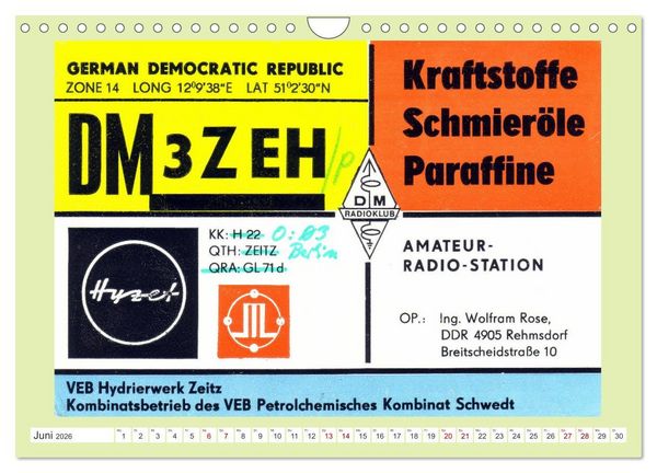 Produktbild: Radio VEB - Amateurfunkstationen Volkseigener Betriebe (Wandkalender 2026 DIN A4 quer), CALVENDO Monatskalender