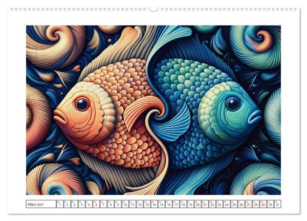 Produktbild: Tierkreisfl&uuml;stern &ndash; Ein Jahr in kosmischen Farben (hochwertiger Premium Wandkalender 2027 DIN A2 quer), Kunstdruck in Hochglanz
