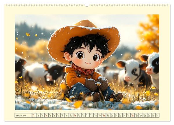 Produktbild: Kleine Farmer. Niedliche Jungs mit ihren tierischen Freunden (Wandkalender 2026 DIN A2 quer), CALVENDO Monatskalender