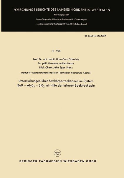 Produktbild: Untersuchungen &uuml;ber Festk&ouml;rperreaktionen im System BaO - Al2O3 - SiO2 mit Hilfe der Infrarot-Spektroskopie