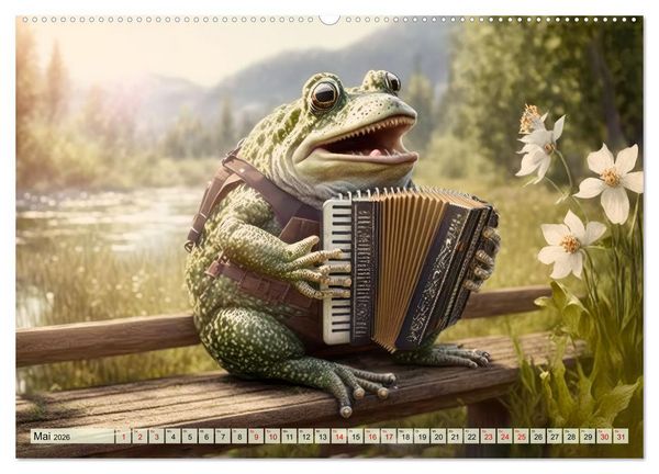 Produktbild: Frosch Konzert (hochwertiger Premium Wandkalender 2026 DIN A2 quer), Kunstdruck in Hochglanz
