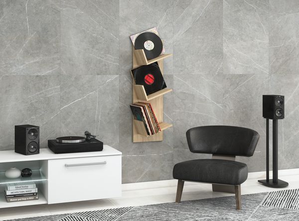 Produktbild: Holz B&uuml;cher Schallplatten LP H&auml;nge Wandregal Sulda